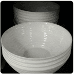 White. Tempered glass noodle bowl
