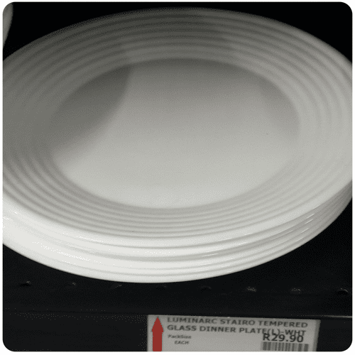 Tempered glass dinner plate white